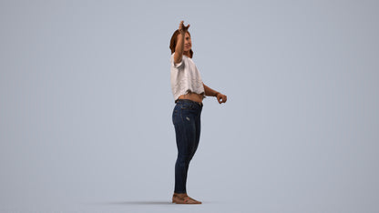 photogrammetry 3D woman casual standing, realistic human model archviz FBX, side view render