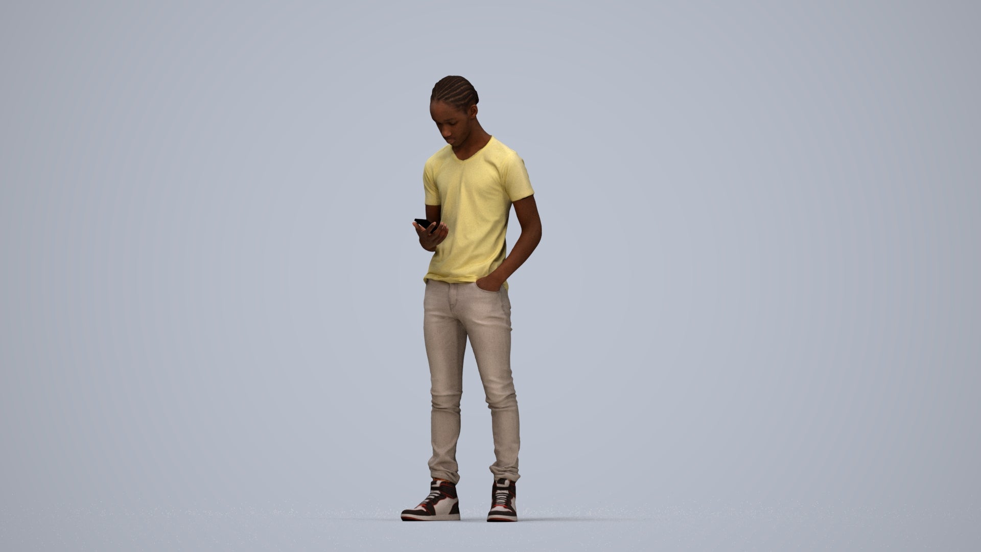 3D people model boy casual kids, scanned human for 3ds Max rendering, top-down view render