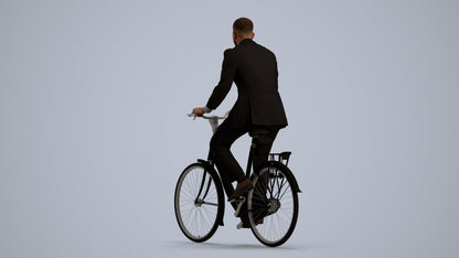 3D people model man business cycling, scanned human for 3ds Max rendering, front view render