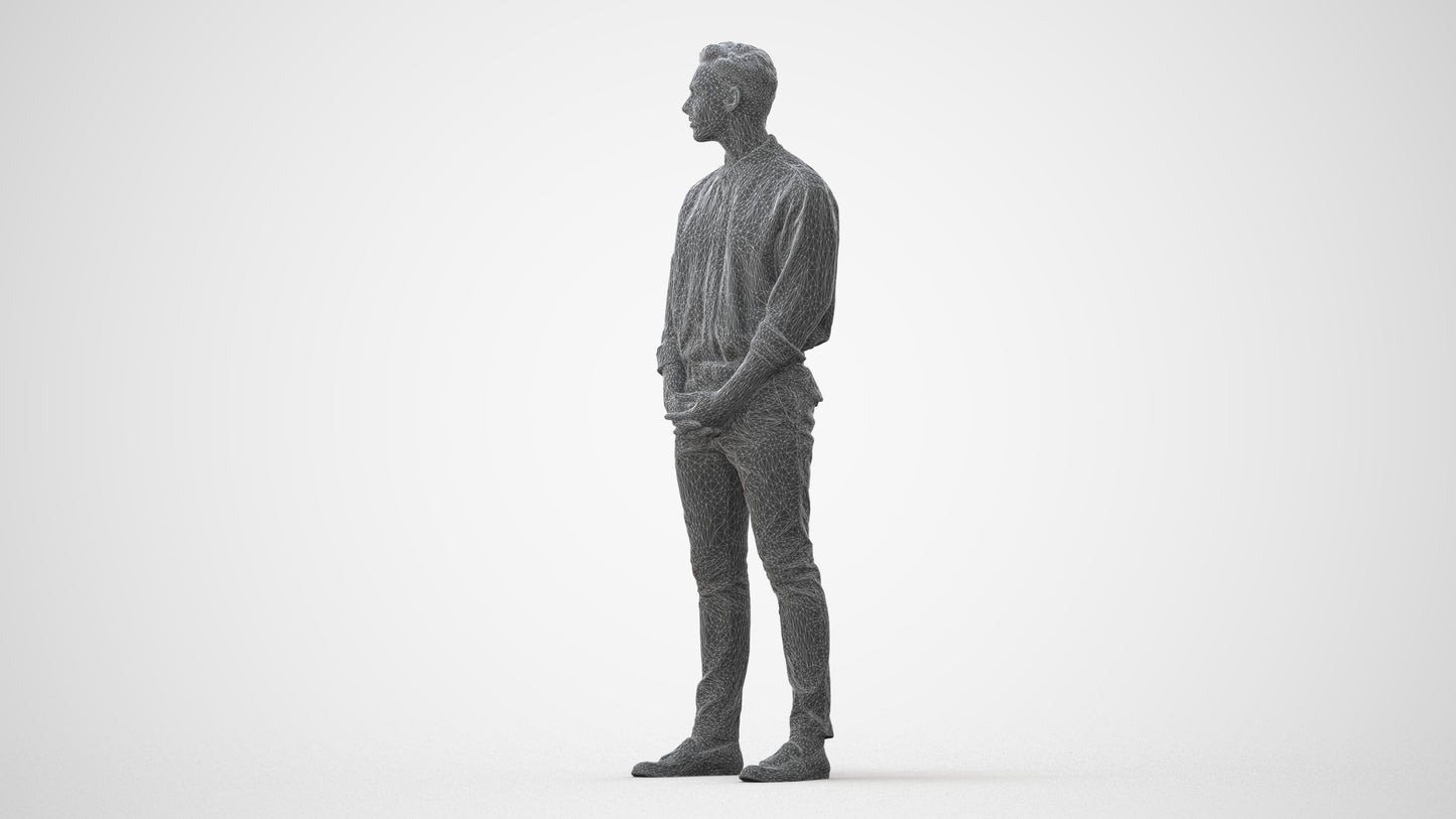 3D people model man casual standing, scanned human for 3ds Max rendering, square thumbnail