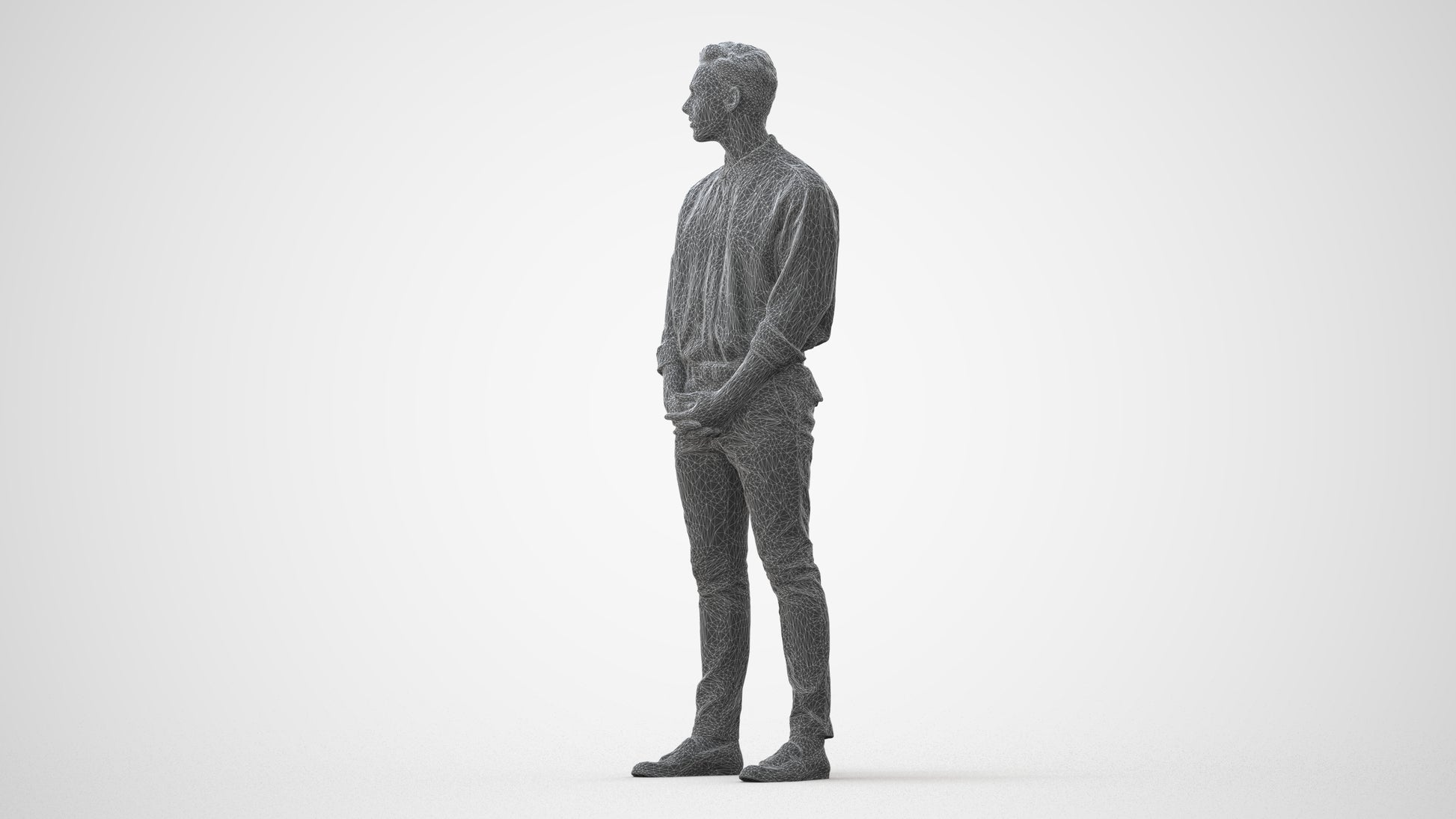 3D people model man casual standing, scanned human for 3ds Max rendering, square thumbnail