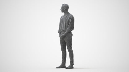 3D people model man casual standing, scanned human for 3ds Max rendering, square thumbnail
