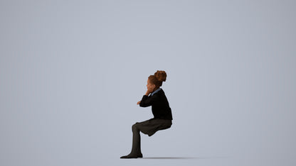 realistic 3D human girl kids, archviz people FBX OBJ for Blender, three-quarter view render