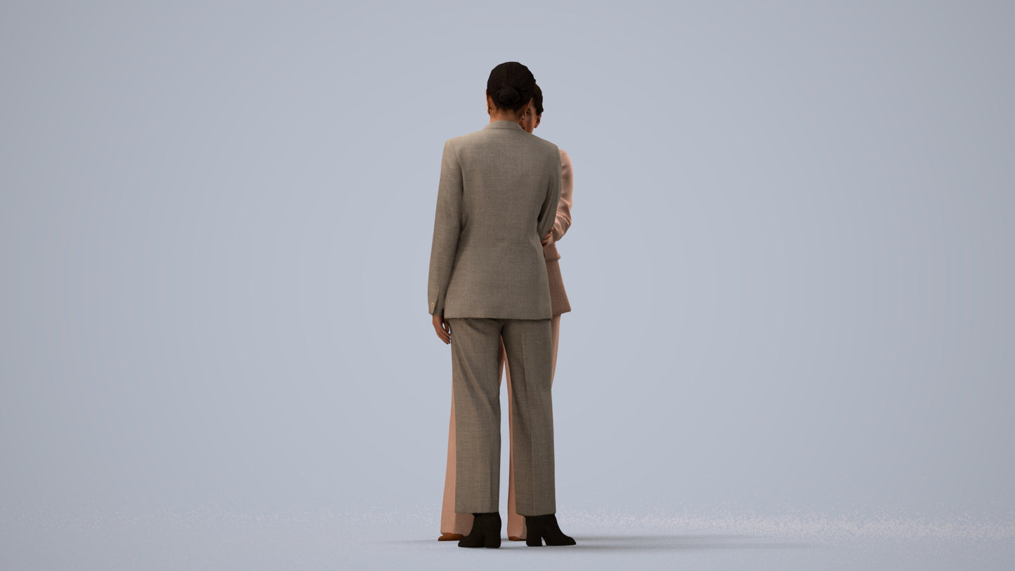 realistic 3D woman business, scanned archviz people for Blender and 3ds Max, three-quarter view render