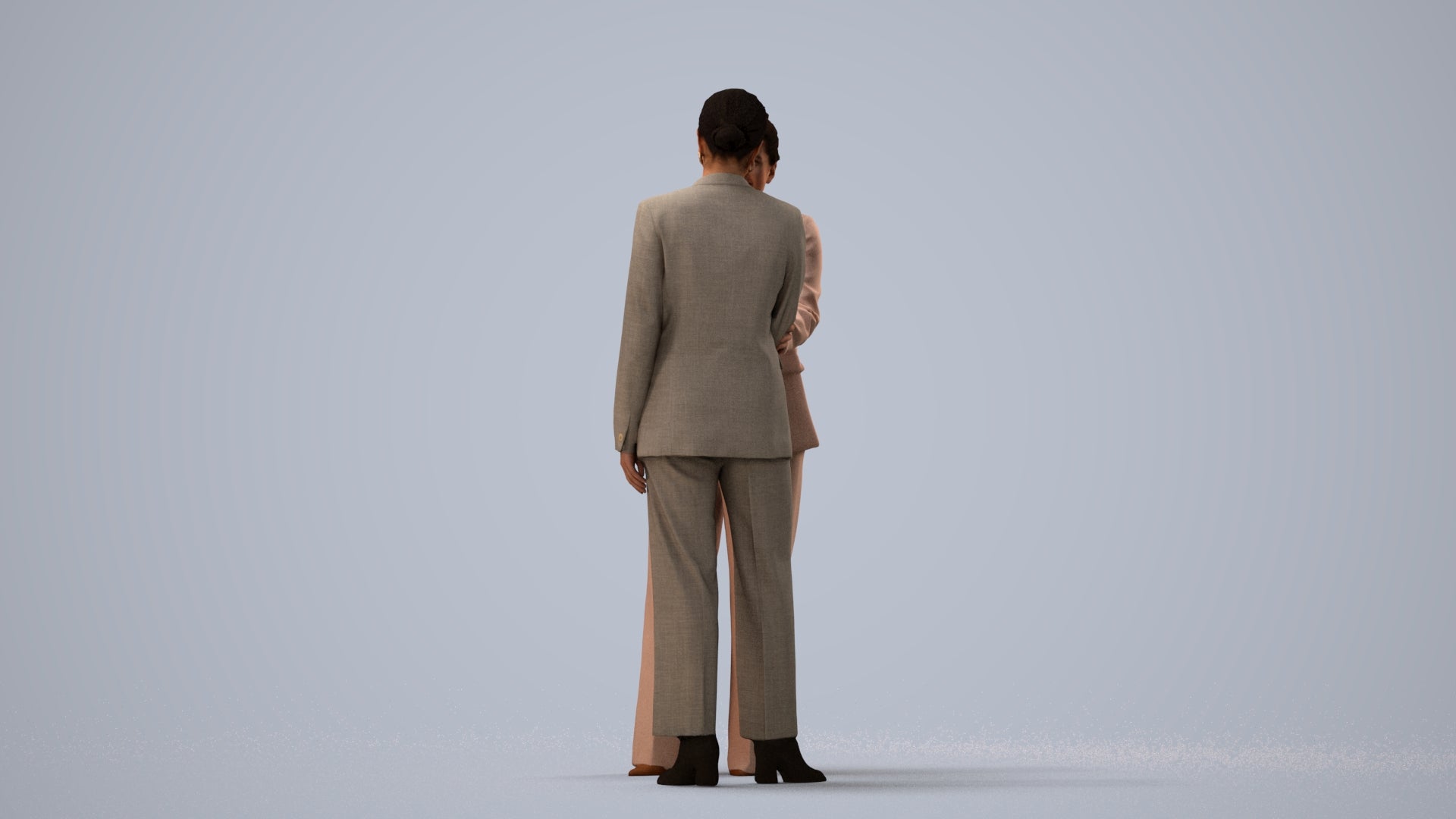 realistic 3D woman business, scanned archviz people for Blender and 3ds Max, three-quarter view render