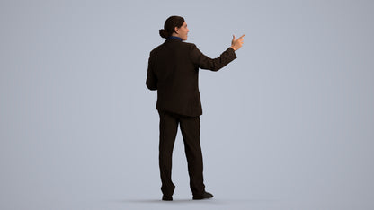 realistic 3D human man business, archviz people FBX OBJ for Blender, front view render