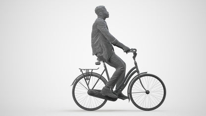 3D people model man casual cycling, scanned human for 3ds Max rendering, wireframe side view