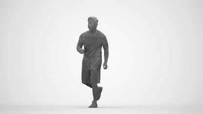 realistic 3D people man sport walking, render-ready for V-Ray and Corona, FBX OBJ, wireframe back view