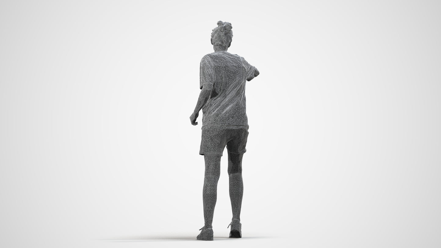 scanned 3D woman sport, photogrammetry people for Enscape and V-Ray, wireframe side view