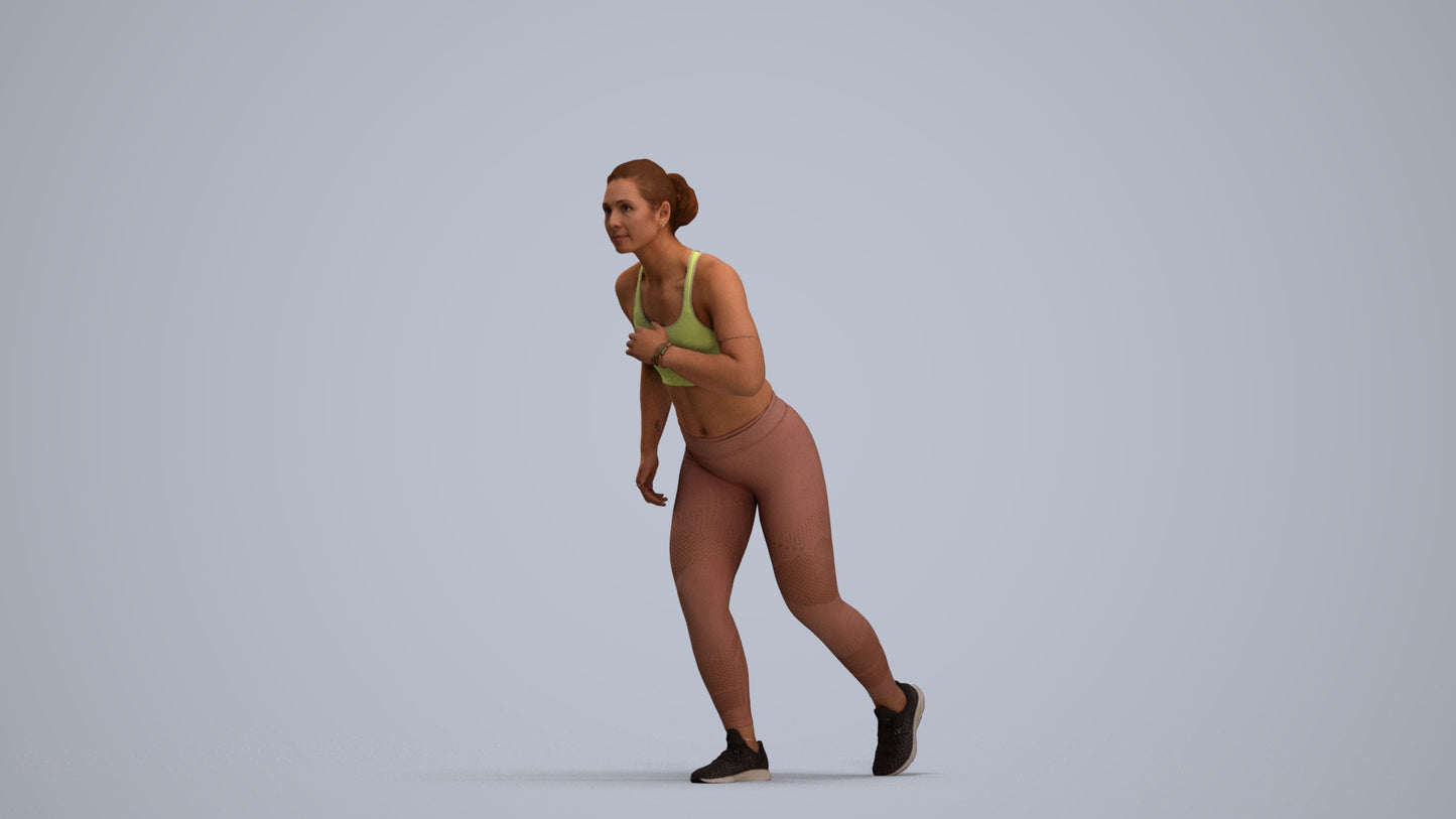 3D people model woman sport, scanned human for 3ds Max rendering, standing pose render