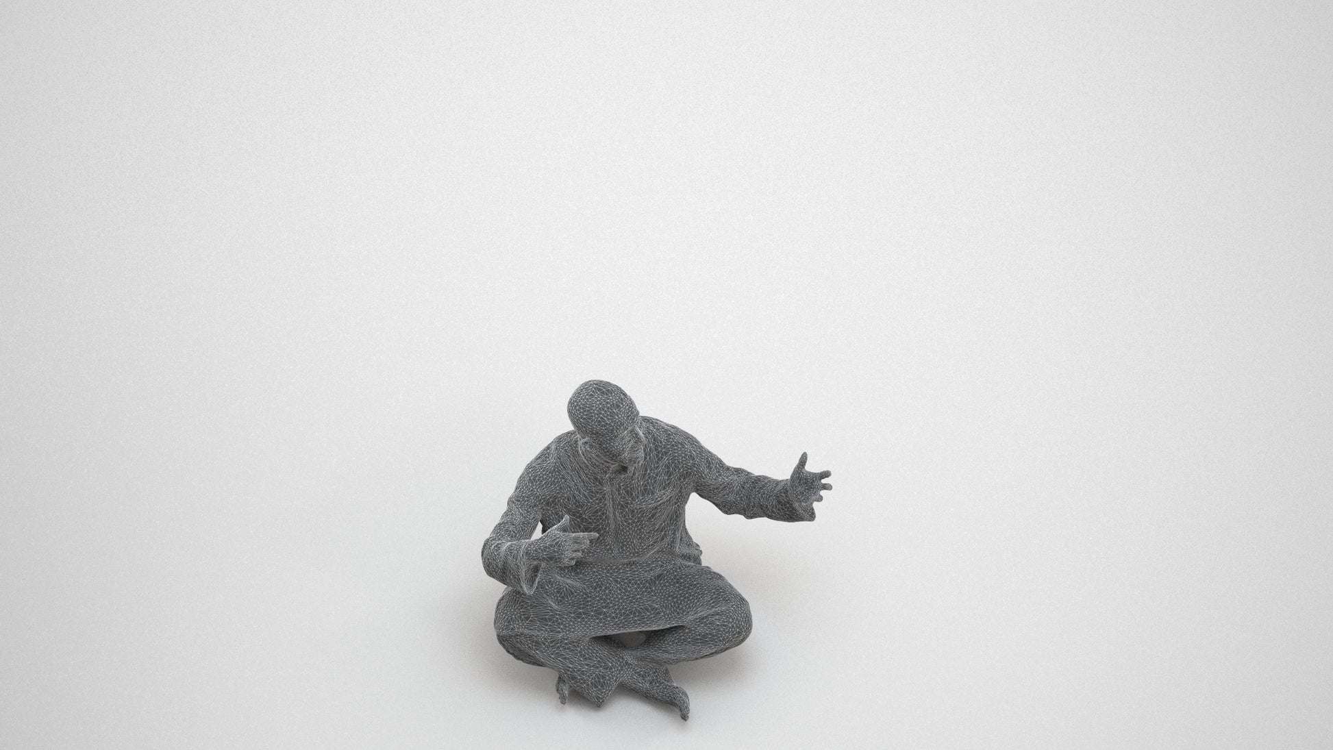 realistic 3D people man sitting, render-ready for V-Ray and Corona, FBX OBJ, wireframe three-quarter view