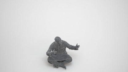 realistic 3D people man sitting, render-ready for V-Ray and Corona, FBX OBJ, wireframe three-quarter view
