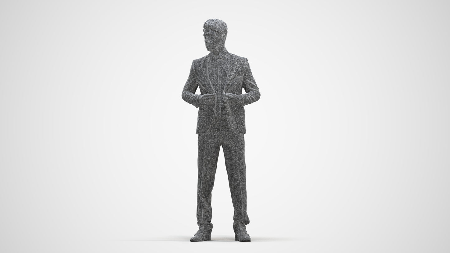 realistic 3D people man business, render-ready for V-Ray and Corona, FBX OBJ, three-quarter front view render