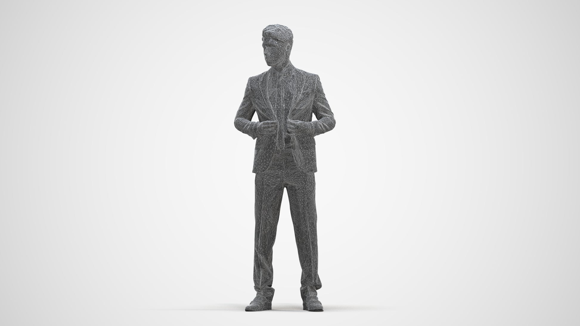 realistic 3D people man business, render-ready for V-Ray and Corona, FBX OBJ, three-quarter front view render