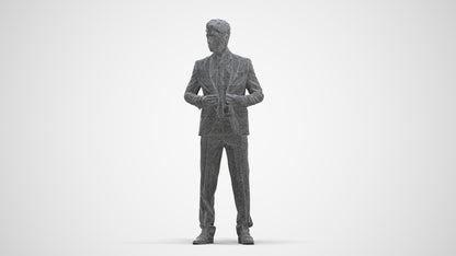 realistic 3D people man business, render-ready for V-Ray and Corona, FBX OBJ, three-quarter front view render