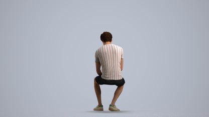 realistic 3D man casual sitting, scanned archviz people for Blender and 3ds Max, front view render
