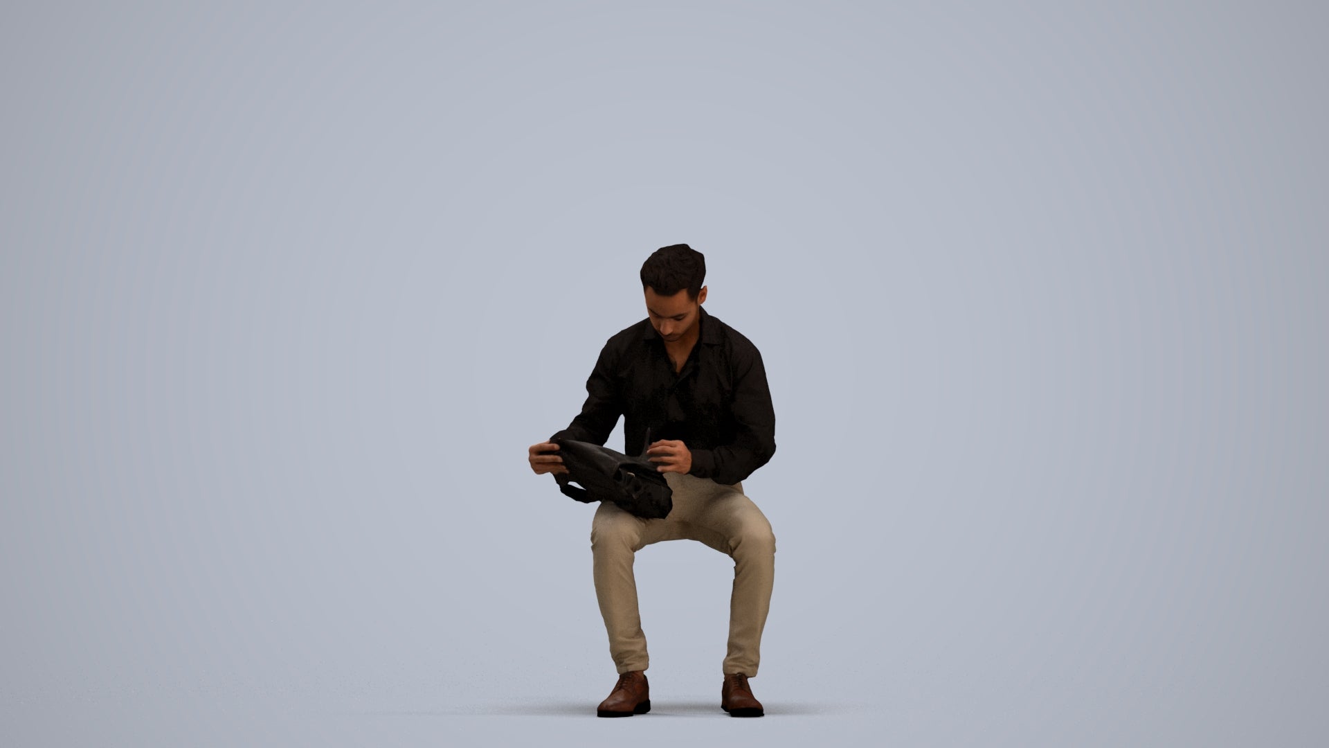 photogrammetry 3D man business sitting, realistic human model archviz FBX, standing pose render