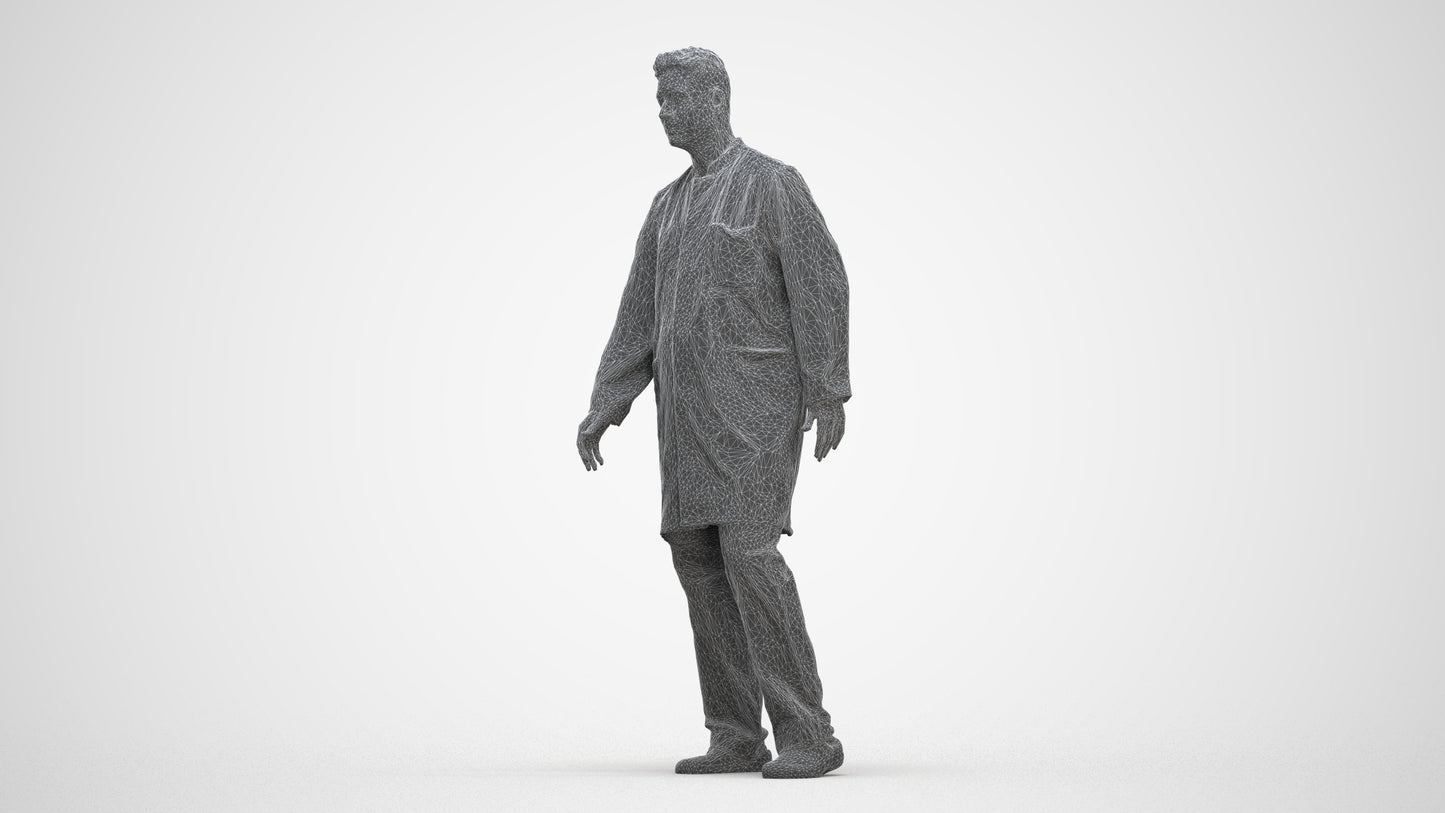 3D people model man medical, scanned human for 3ds Max rendering, three-quarter front view render
