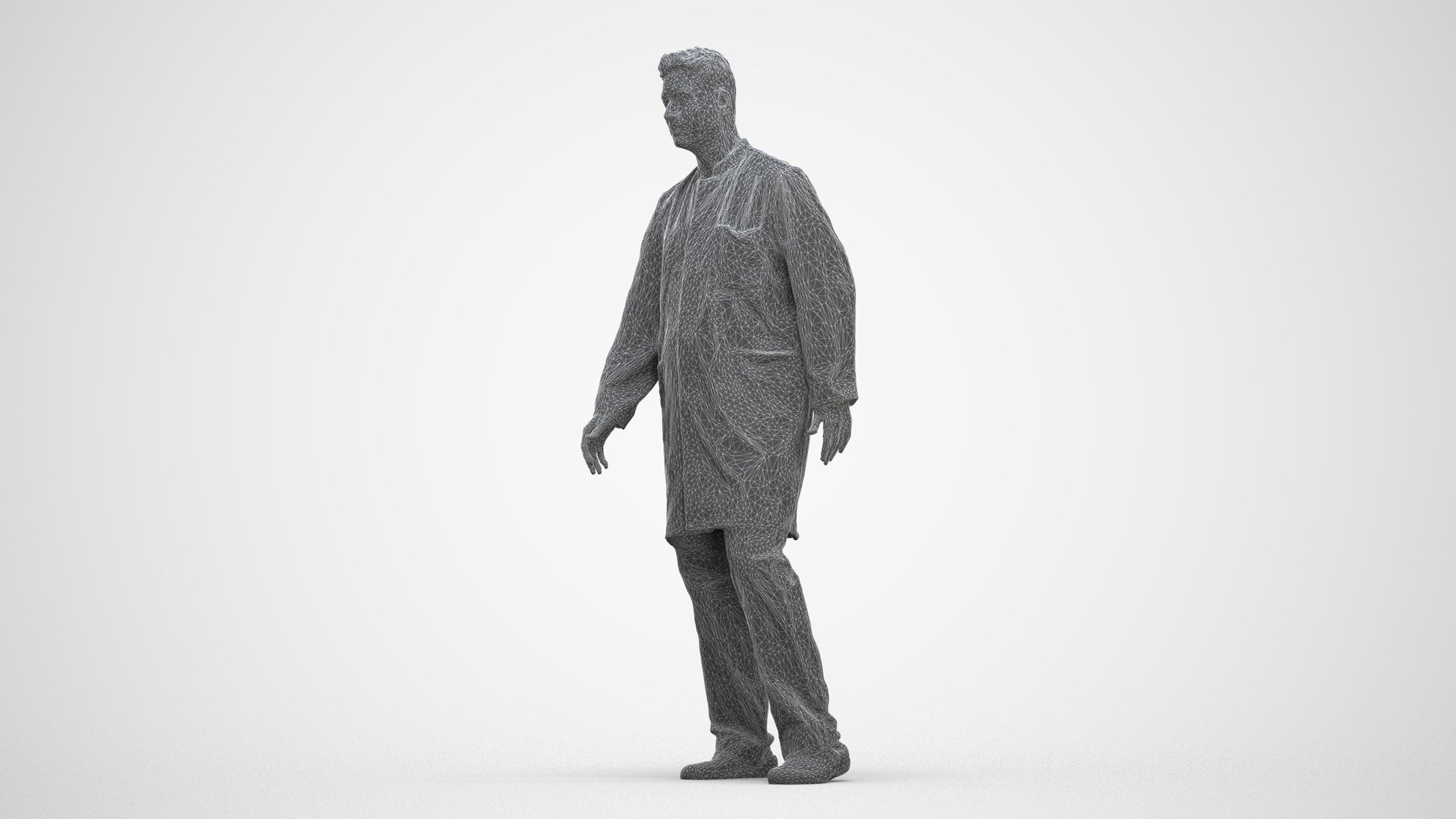 3D people model man medical, scanned human for 3ds Max rendering, three-quarter front view render