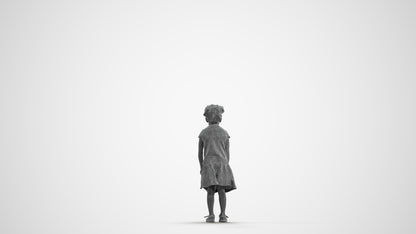 realistic 3D human girl casual kids, archviz people FBX OBJ for Blender, wireframe front view