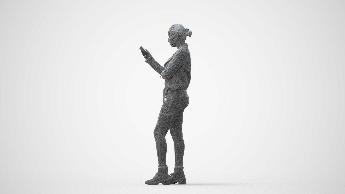 photogrammetry 3D woman casual standing, realistic human model archviz FBX, square thumbnail