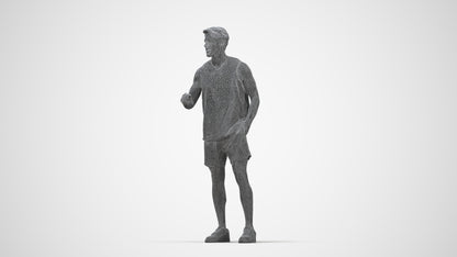 realistic 3D people man sport standing, render-ready for V-Ray and Corona, FBX OBJ, wireframe back view