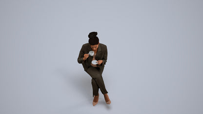 realistic 3D human woman business, archviz people FBX OBJ for Blender, back view render