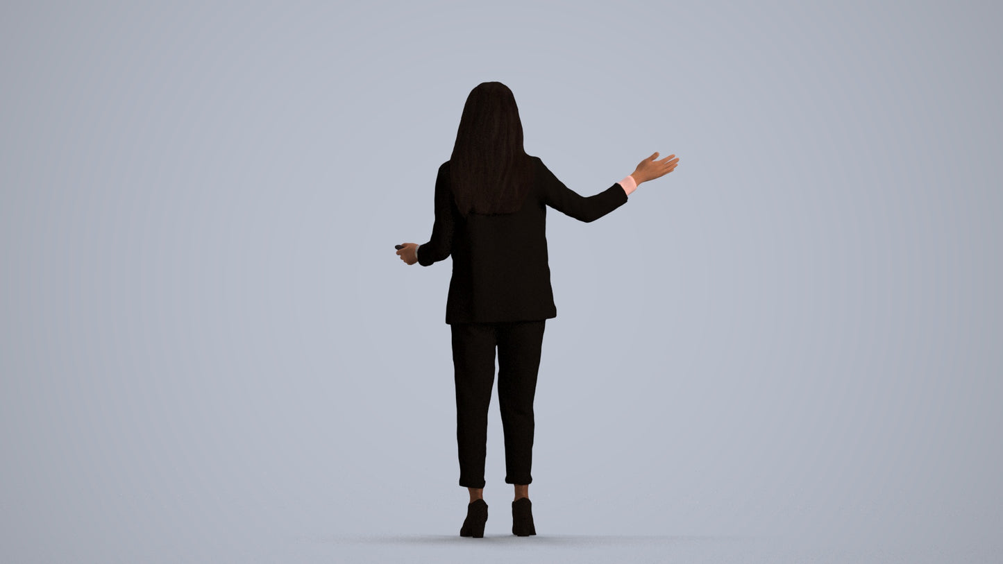 realistic 3D woman business, scanned archviz people for Blender and 3ds Max, front view render