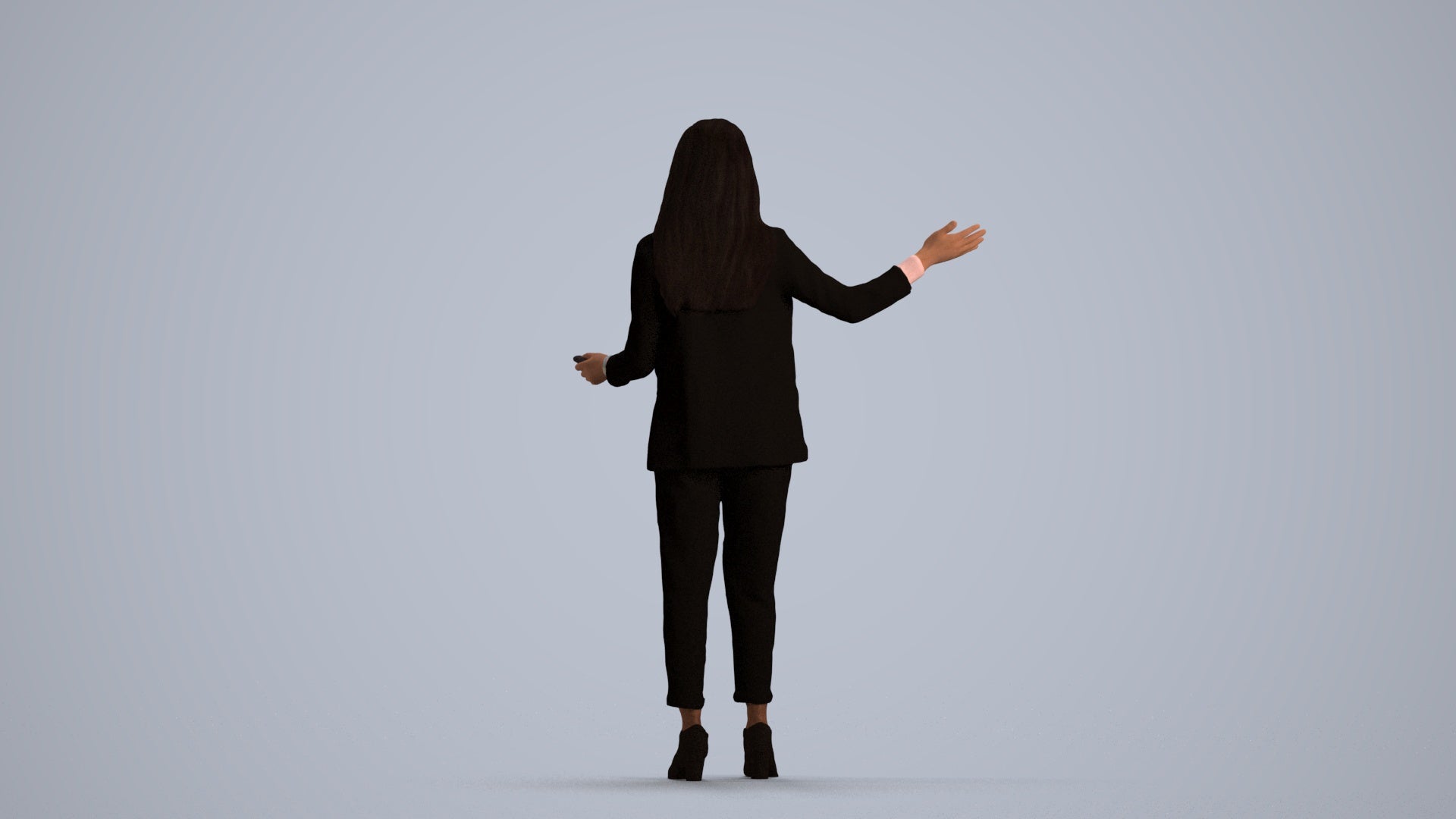 realistic 3D woman business, scanned archviz people for Blender and 3ds Max, front view render