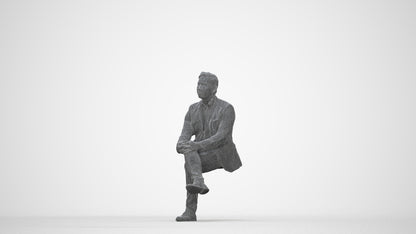 3D people model man business, scanned human for 3ds Max rendering, wireframe back view