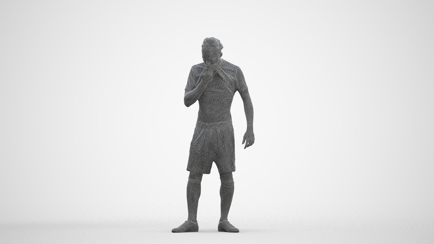 3D human model man sport, photogrammetry scanned person for archviz, three-quarter front view render