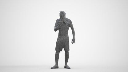 3D human model man sport, photogrammetry scanned person for archviz, three-quarter front view render