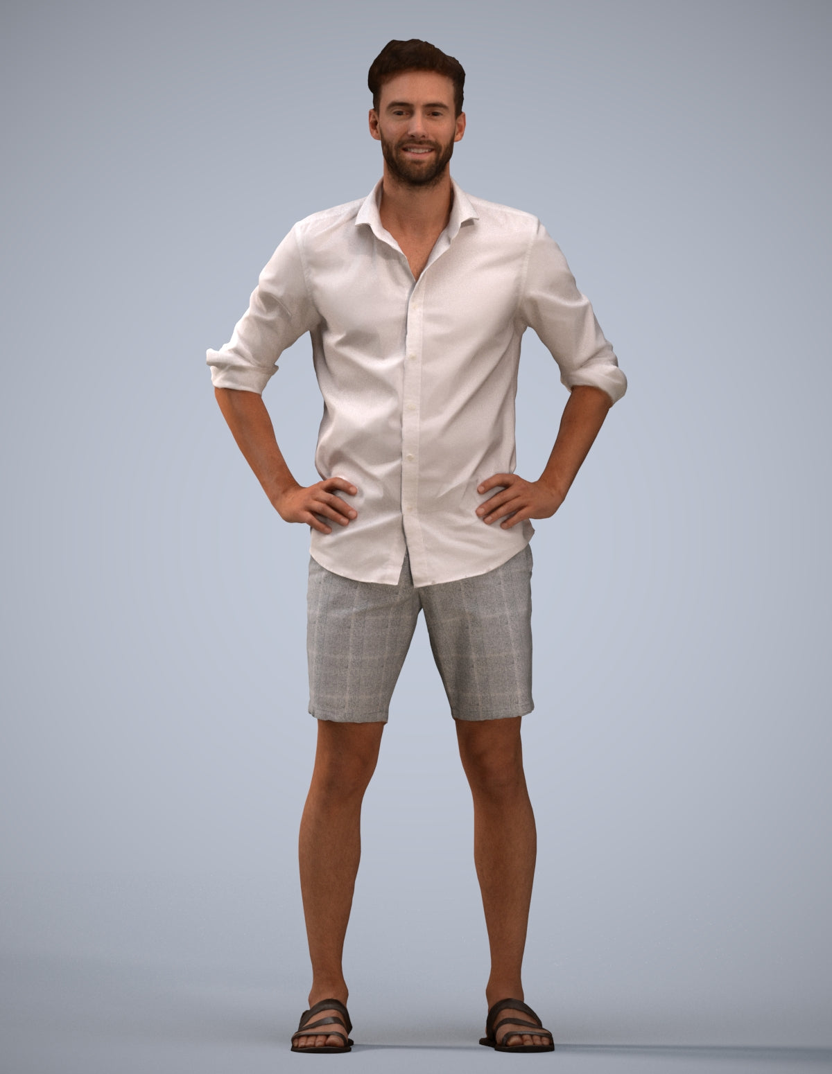 3D scanned man standing casual, photorealistic archviz people for Enscape and SketchUp
