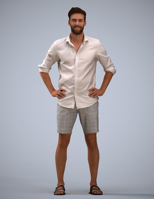 3D scanned man standing casual, photorealistic archviz people for Enscape and SketchUp