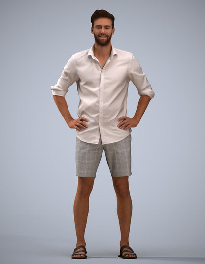 3D scanned man standing casual, photorealistic archviz people for Enscape and SketchUp