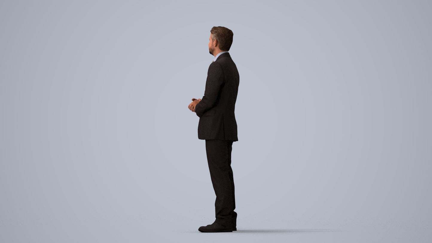 scanned 3D man business, photogrammetry people for Enscape and V-Ray, three-quarter view render
