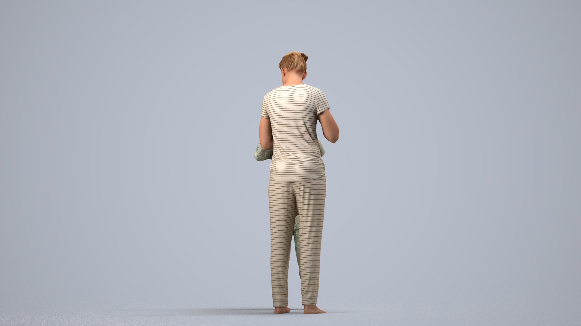 photogrammetry 3D girl mix, realistic human model archviz FBX, side view render