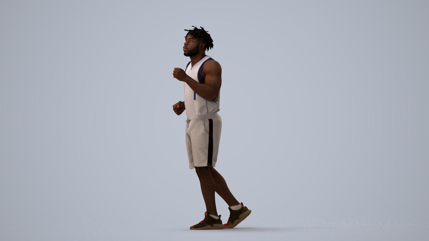 3D people model man sport, scanned human for 3ds Max rendering, three-quarter view render