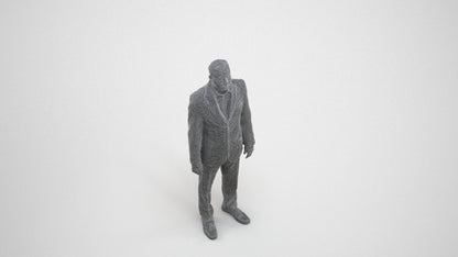 scanned 3D man formal standing, photogrammetry people for Enscape and V-Ray, wireframe three-quarter view