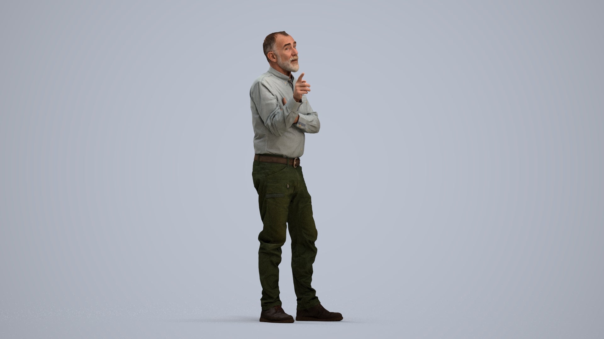 realistic 3D human senior man casual standing, archviz people FBX OBJ for Blender, standing pose render