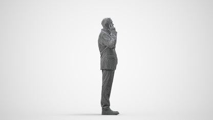 3D scanned man business, photorealistic archviz people for Enscape and SketchUp, wireframe side view