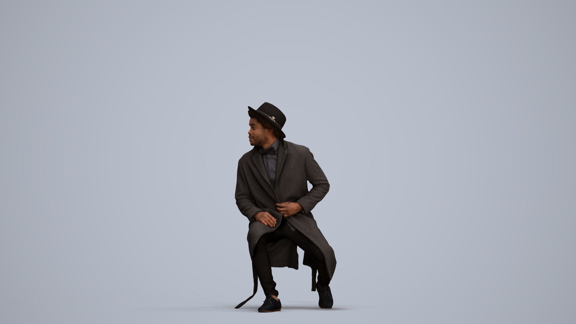 realistic 3D man formal sitting, scanned archviz people for Blender and 3ds Max, standing pose render