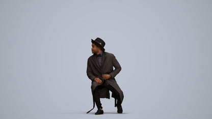 realistic 3D man formal sitting, scanned archviz people for Blender and 3ds Max, standing pose render