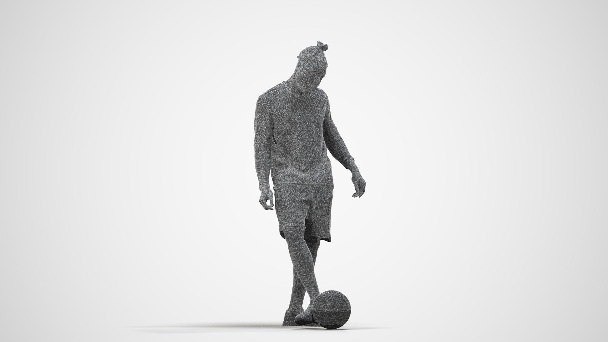 realistic 3D man sport, scanned archviz people for Blender and 3ds Max, wireframe side view