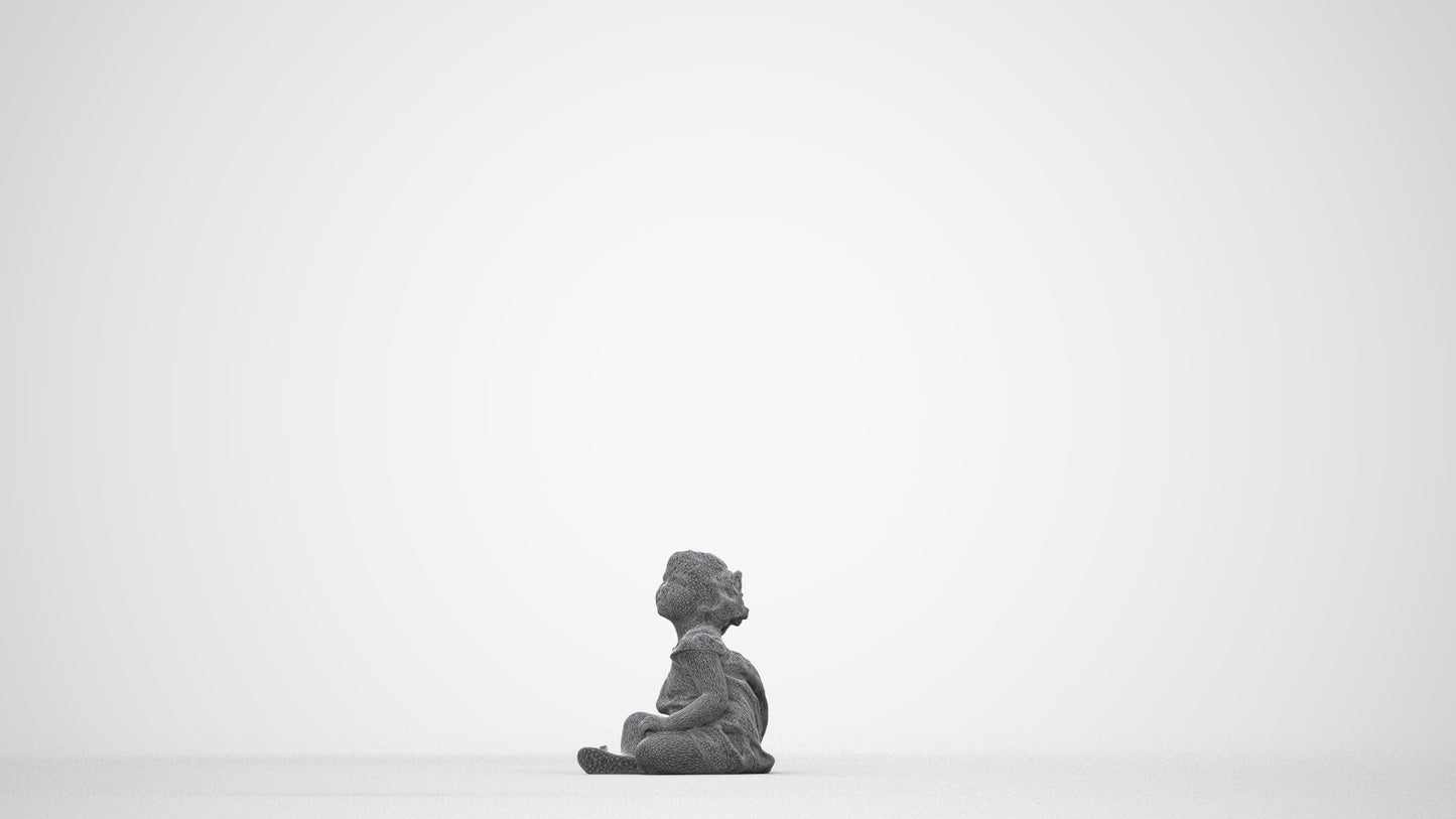 3D human model girl casual kids, photogrammetry scanned person for archviz, wireframe back view
