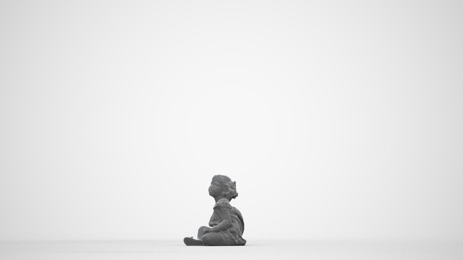 3D human model girl casual kids, photogrammetry scanned person for archviz, wireframe back view