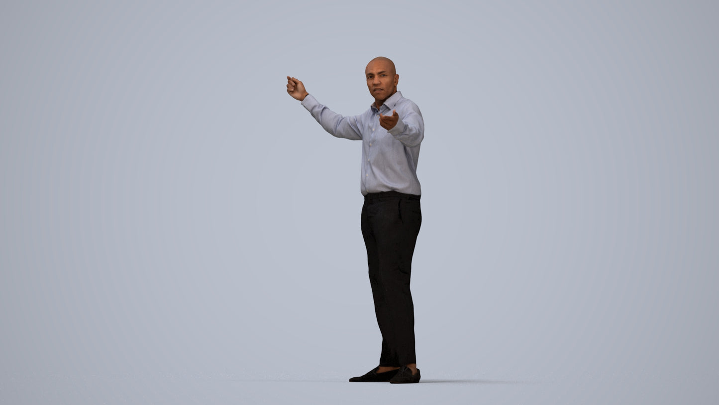 realistic 3D man business, scanned archviz people for Blender and 3ds Max, top-down view render