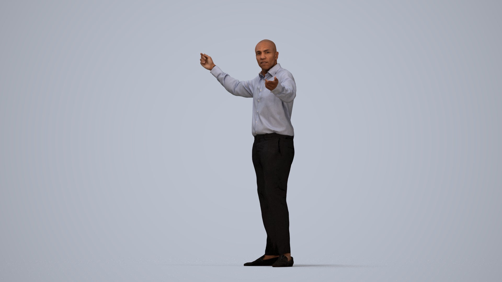 realistic 3D man business, scanned archviz people for Blender and 3ds Max, top-down view render