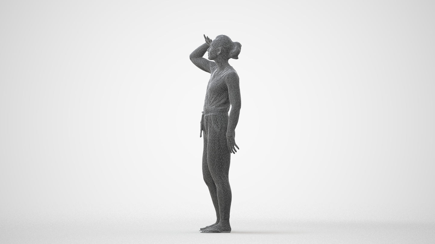realistic 3D woman casual standing, scanned archviz people for Blender and 3ds Max, square thumbnail