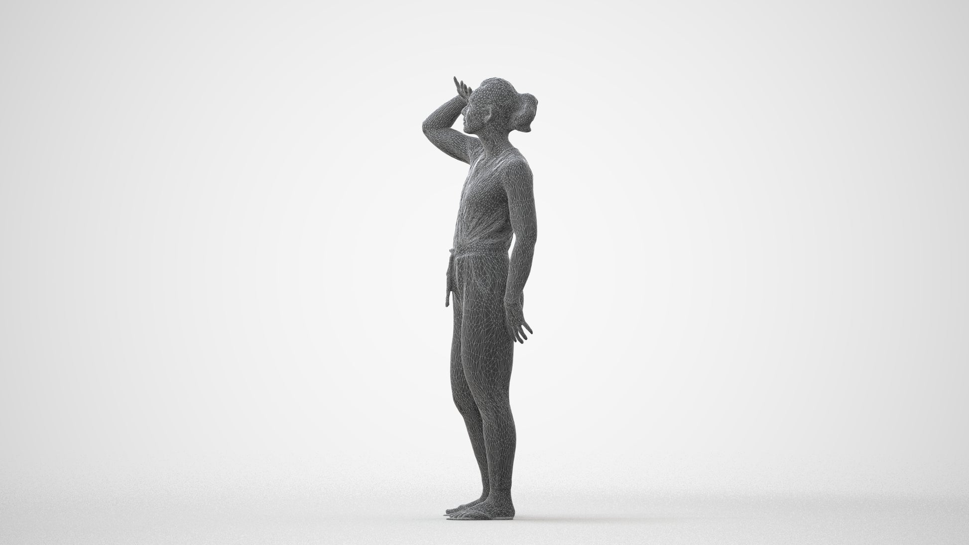 realistic 3D woman casual standing, scanned archviz people for Blender and 3ds Max, square thumbnail